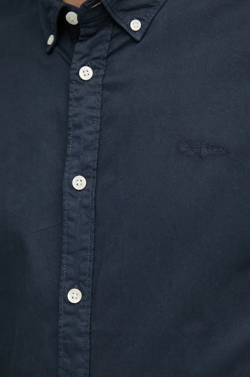 Хлопковая рубашка Pepe Jeans MANLEY мужская цвет синий regular воротник button-down PM308728 Хлопковая рубашка Pepe Jeans MANLEY мужская цвет синий regular воротник button-down PM308728