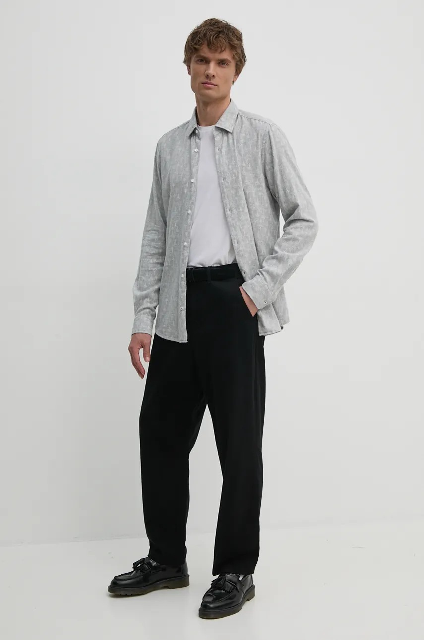 Хлопковая рубашка Joop! мужская цвет серый slim классический воротник 30043581 Хлопковая рубашка Joop! мужская цвет серый slim классический воротник 30043581