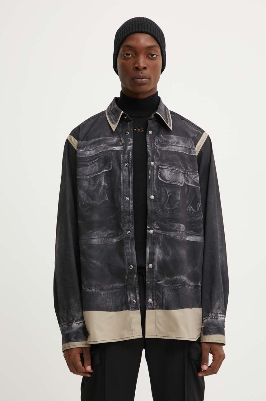 Diesel camasa S-AFTER-A barbati, culoarea negru, cu guler clasic, regular, A14233.0GHBY Diesel camasa S-AFTER-A barbati, culoarea negru, cu guler clasic, regular, A14233.0GHBY