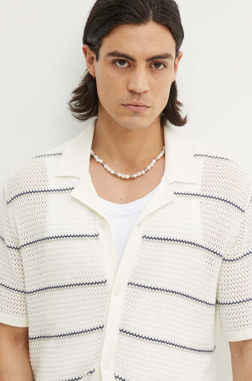 Hollister Co. camasa barbati, culoarea bej, relaxed, KI320-4026