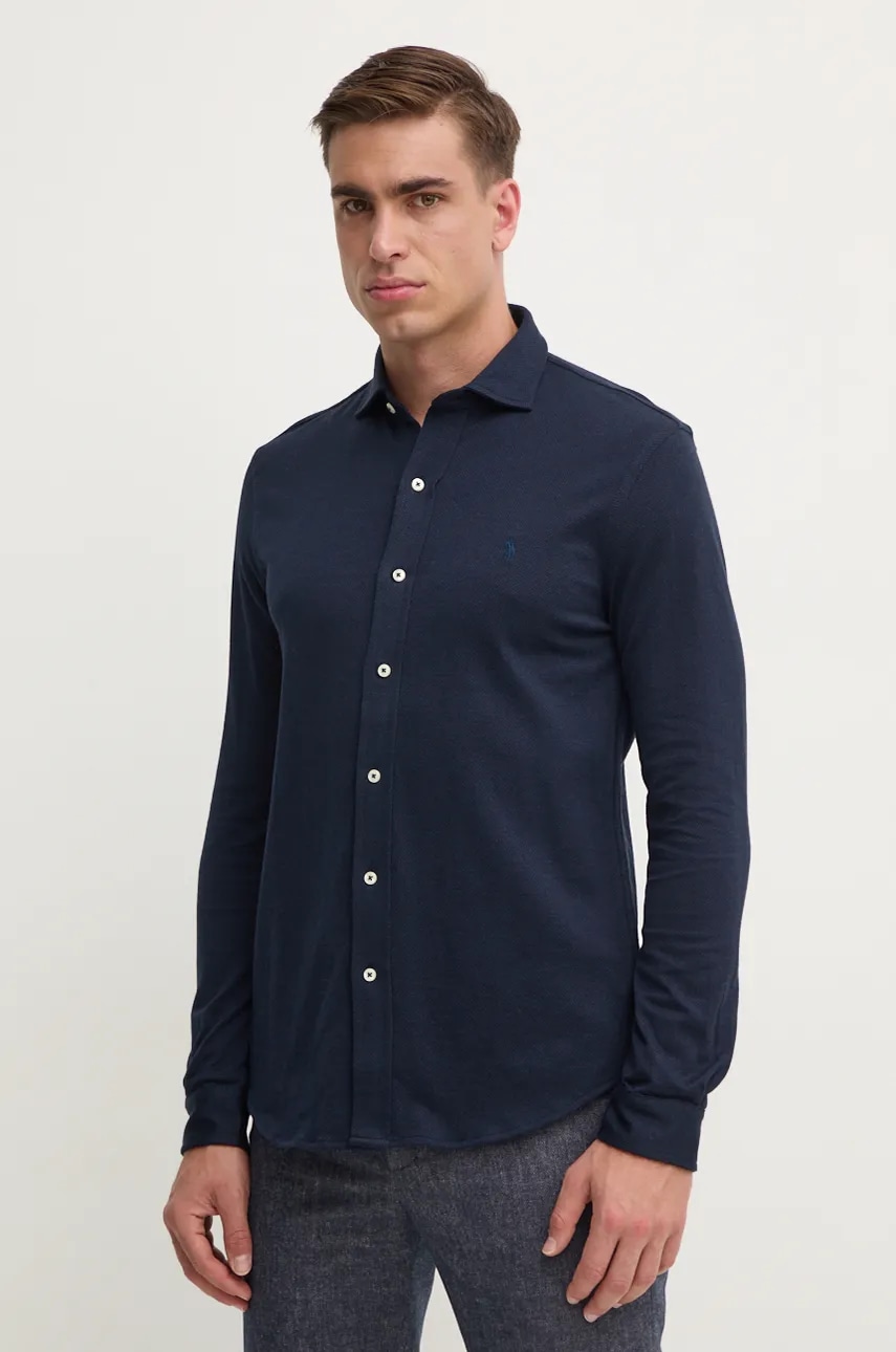 Levně Bavlněná košile Polo Ralph Lauren tmavomodrá barva, regular, s klasickým límcem, 710958122