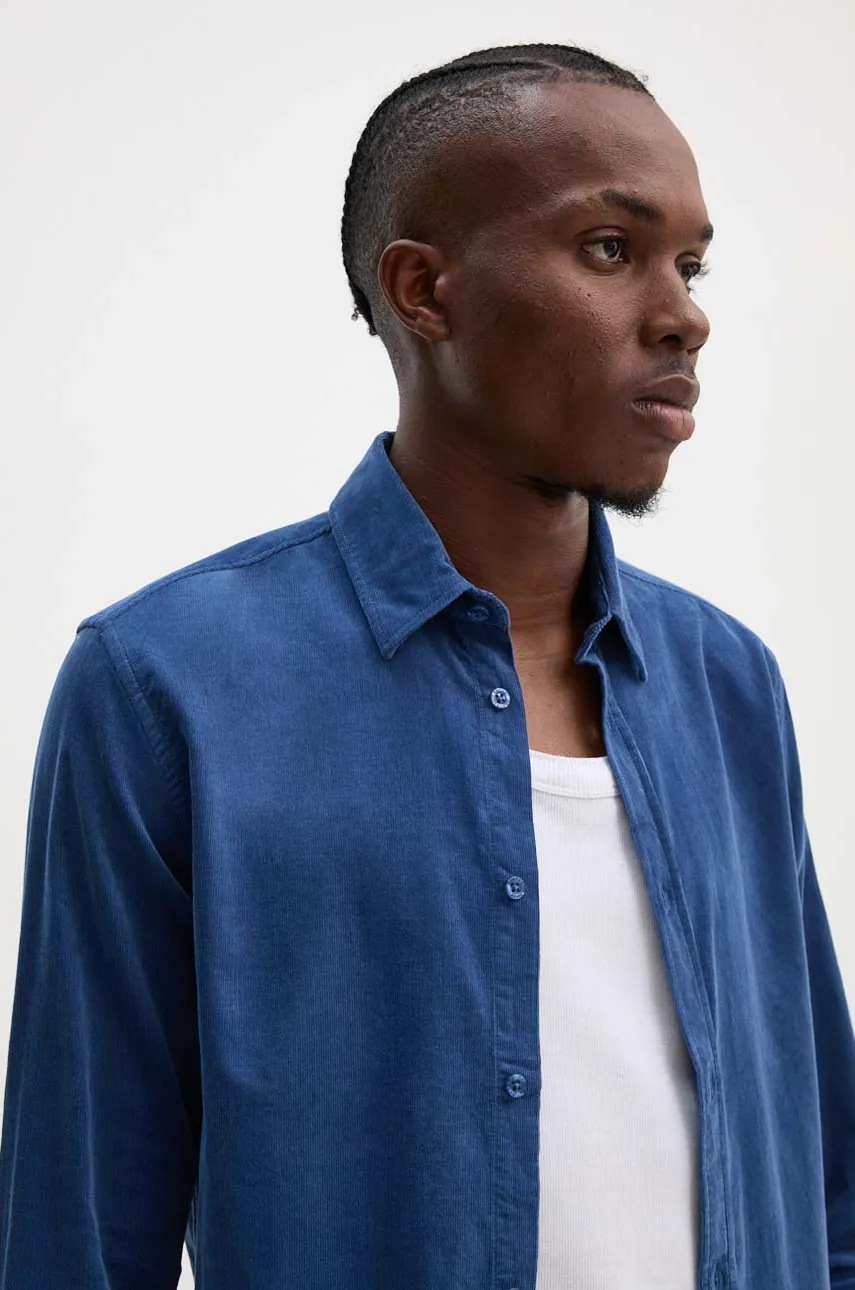 Вельветовая рубашка Samsoe Samsoe SALIAM цвет синий regular классический воротник M10000028