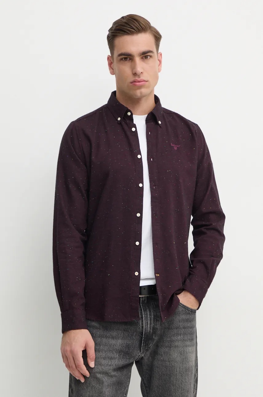 

Риза Barbour мъжка в бордо с кройка по тялото с яка с копче MSH5518