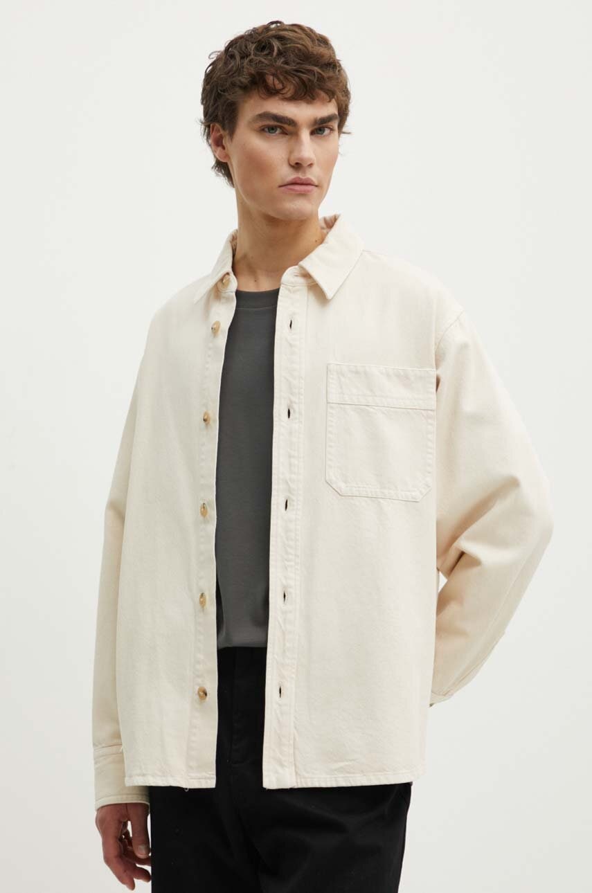 A.P.C. camasa jeans surchemise basile cavalier barbati, culoarea bej, cu guler clasic, relaxed, COGZV.H02939 A.P.C. camasa jeans surchemise basile cavalier barbati, culoarea bej, cu guler clasic, relaxed, COGZV.H02939