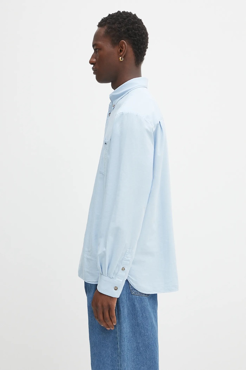 Хлопковая рубашка A.P.C. Chemise Mateo Logo цвет белый relaxed воротник button-down COHAH.H12599 Хлопковая рубашка A.P.C. Chemise Mateo Logo цвет белый relaxed воротник button-down COHAH.H12599