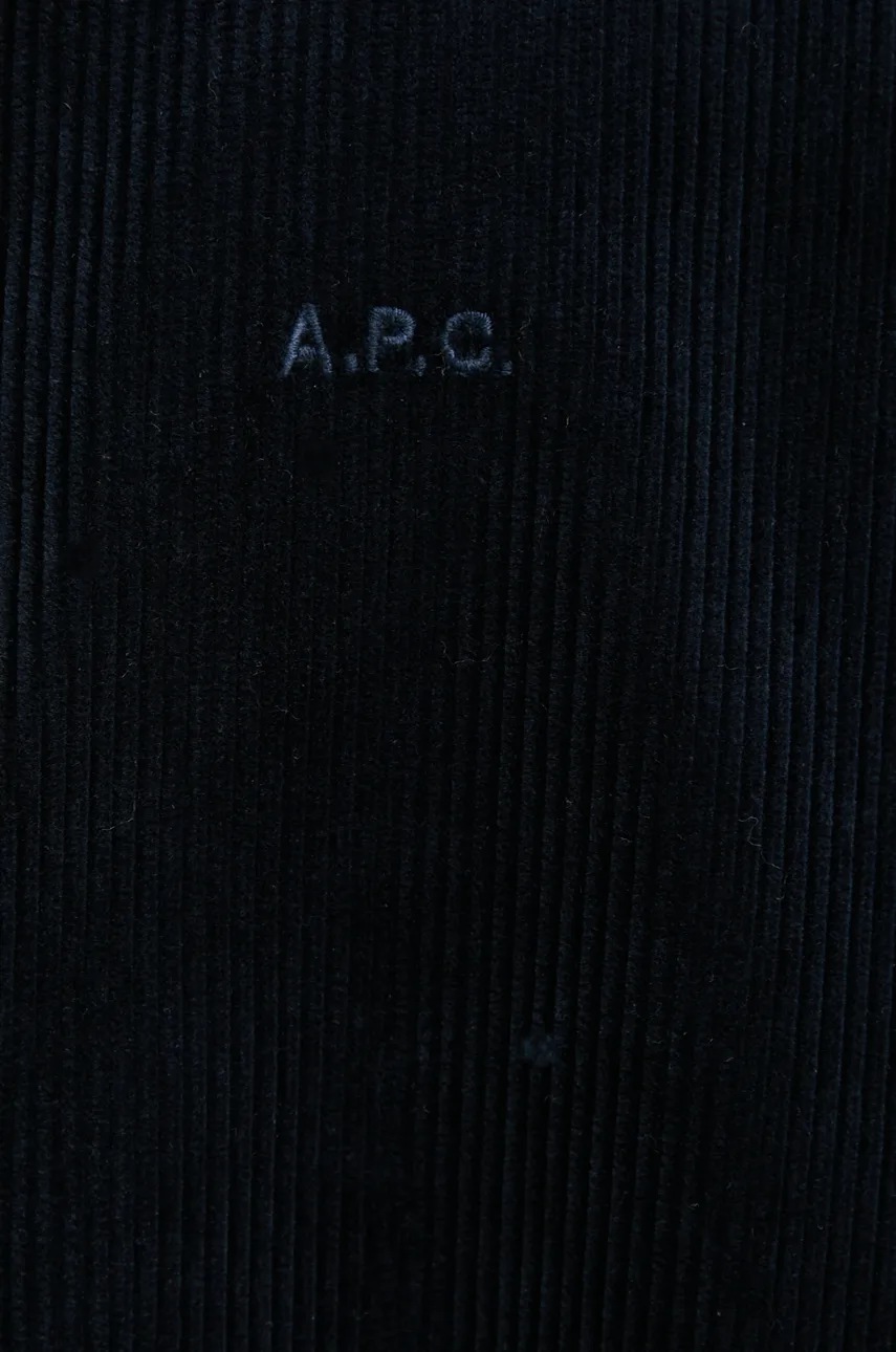 Вельветова сорочка A.P.C. surchemise bobby колір синій regular класичний комір COHBB.H02976 