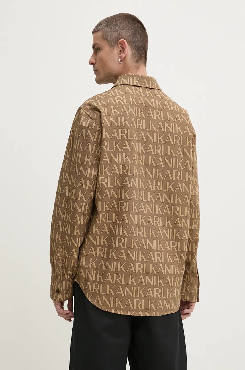 Βαμβακερό πουκάμισο Karl Kani ανδρικό, χρώμα: μπεζ, 60230005 φωτογραφία