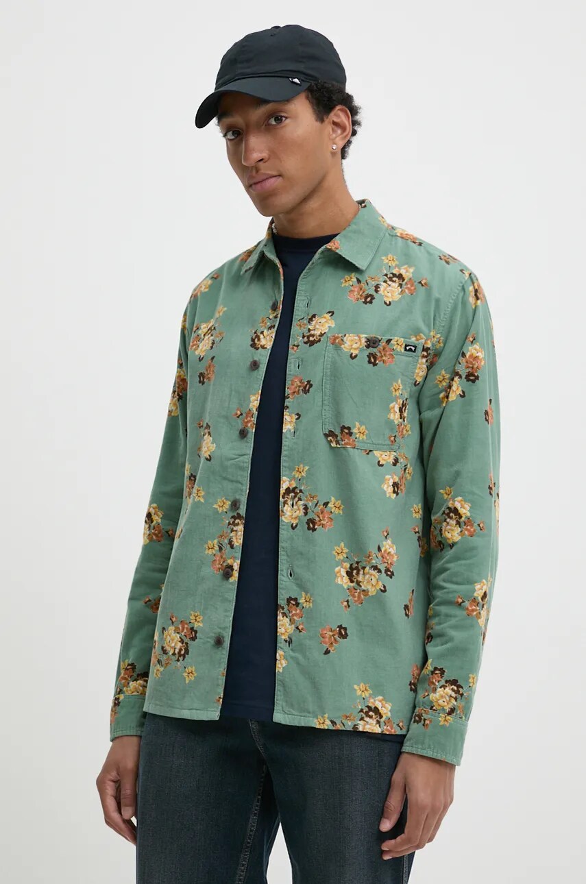 Billabong camasa din velur Solana Cord culoarea verde, cu guler clasic, relaxed, EBYWT03004 Billabong camasa din velur Solana Cord culoarea verde, cu guler clasic, relaxed, EBYWT03004