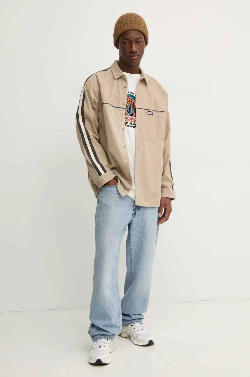 Хлопковая рубашка Quiksilver Seward мужская цвет бежевый relaxed классический воротник EQYWT04583 Хлопковая рубашка Quiksilver Seward мужская цвет бежевый relaxed классический воротник EQYWT04583