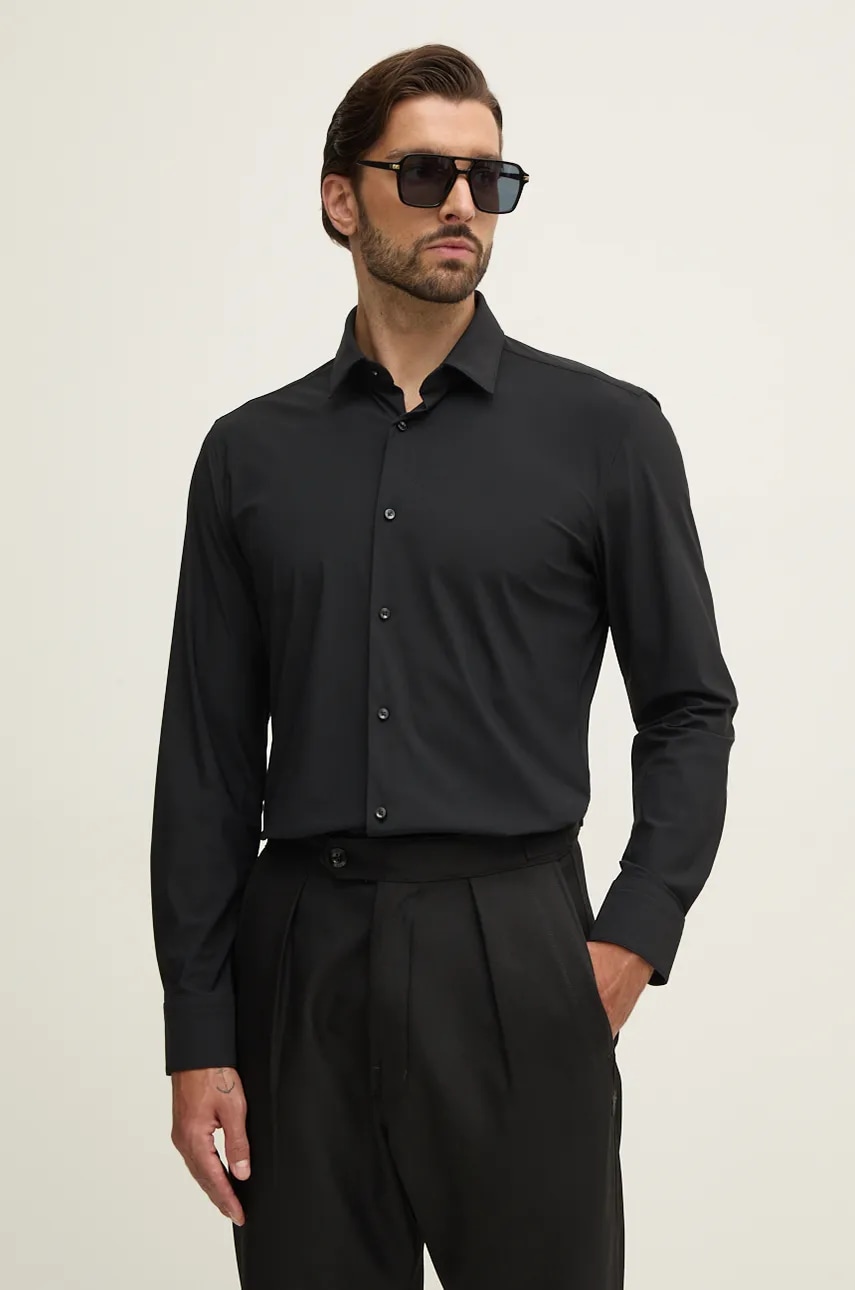 BOSS cămașă barbati, culoarea negru, cu guler clasic, regular, 50503554