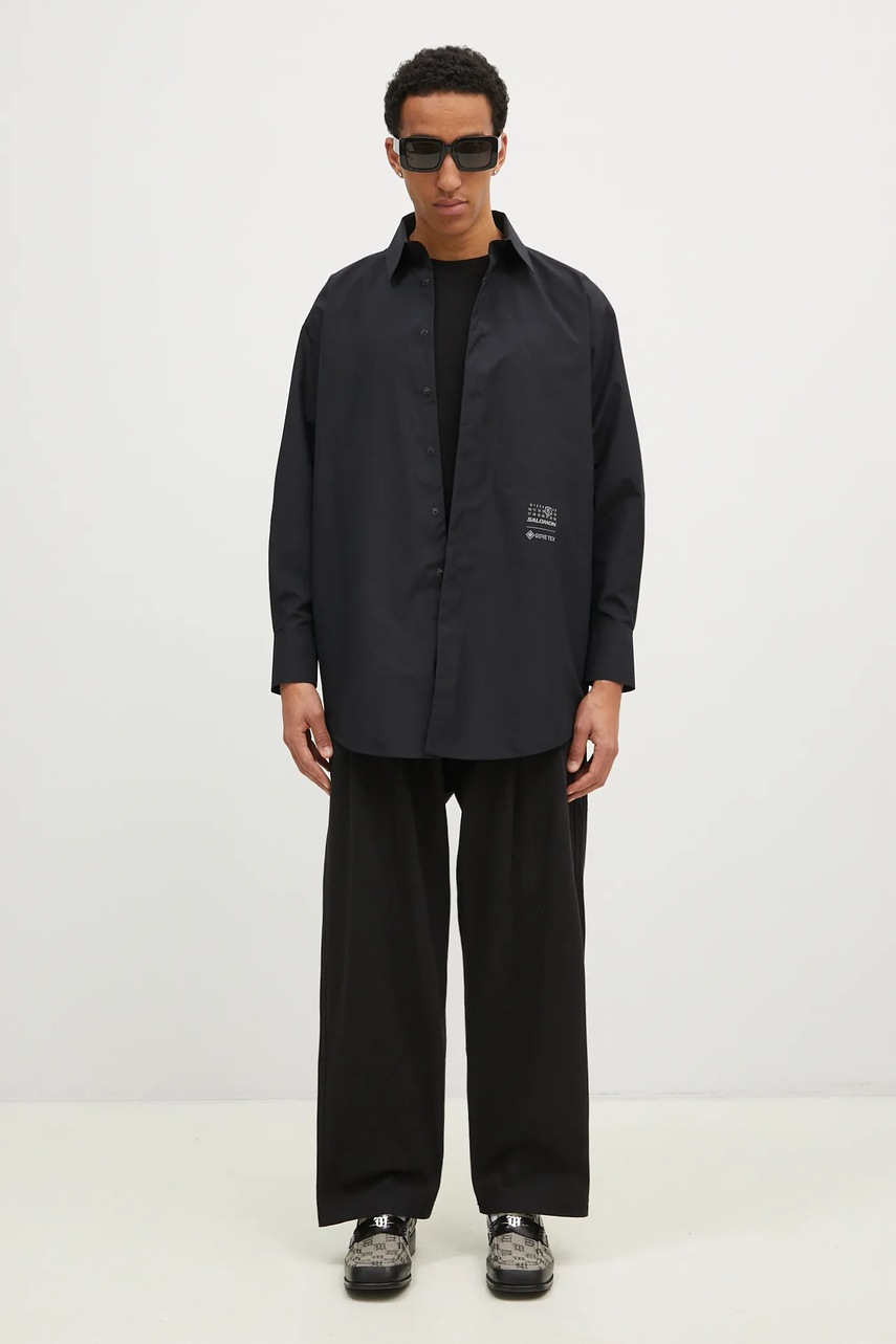 Сорочка MM6 Maison Margiela чоловіча колір чорний relaxed класичний комір SH0DT0018.M35200 