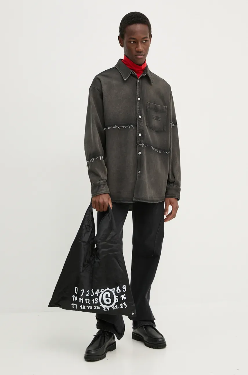 Джинсовая рубашка MM6 Maison Margiela мужская цвет серый relaxed классический воротник SH2DT0009.S30848 Джинсовая рубашка MM6 Maison Margiela мужская цвет серый relaxed классический воротник SH2DT0009.S30848