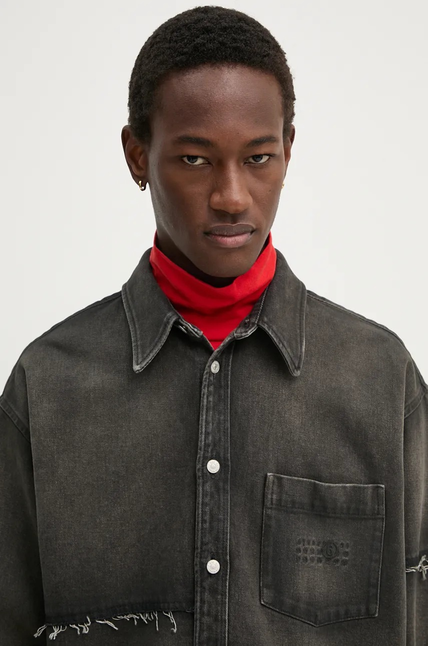 Τζιν πουκάμισο MM6 Maison Margiela ανδρικό, χρώμα: γκρι, SH2DT0009.S30848 φωτογραφία