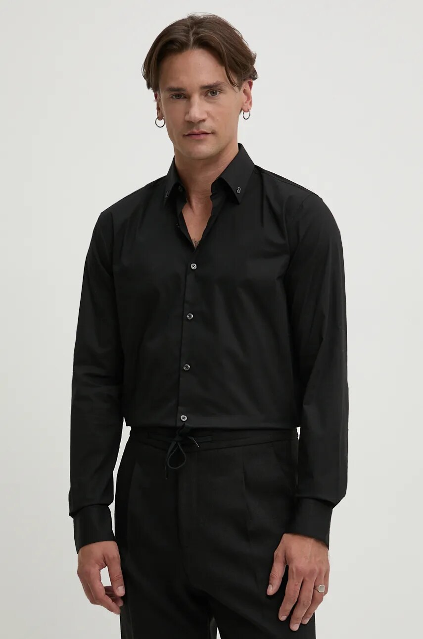 HUGO camasa barbati, culoarea negru, cu guler clasic, slim, 50528474