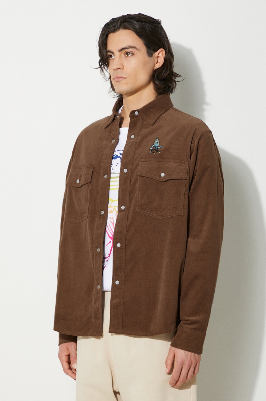 Πουκάμισο κοτλέ ICECREAM Needle Cord Shirt χρώμα: καφέ, IC24221 φωτογραφία