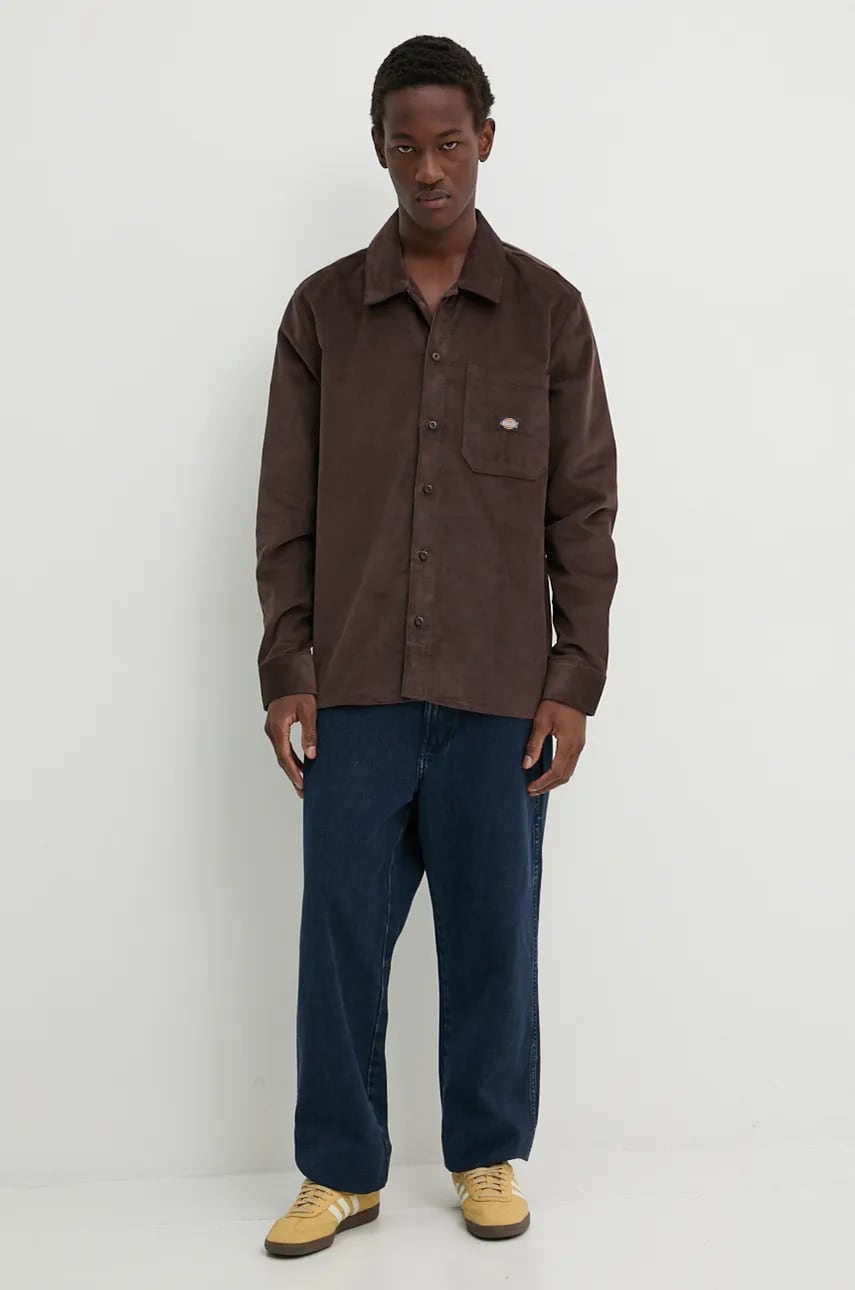 Вельветовая рубашка Dickies CORDUROY цвет коричневый regular классический воротник DK0A8652 Вельветовая рубашка Dickies CORDUROY цвет коричневый regular классический воротник DK0A8652