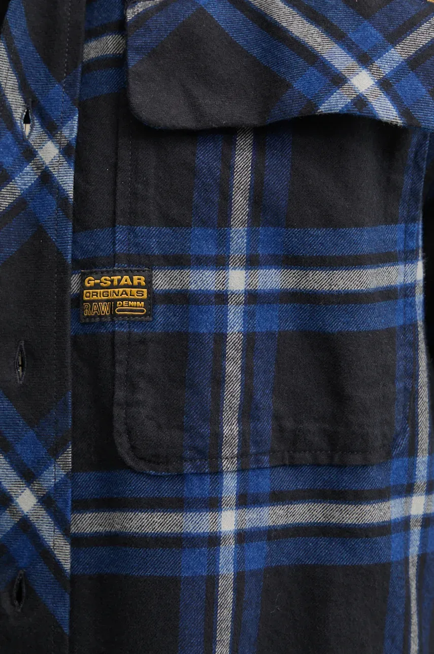 Хлопковая рубашка G-Star мужская цвет чёрный regular классический воротник D23583-D747 Хлопковая рубашка G-Star мужская цвет чёрный regular классический воротник D23583-D747
