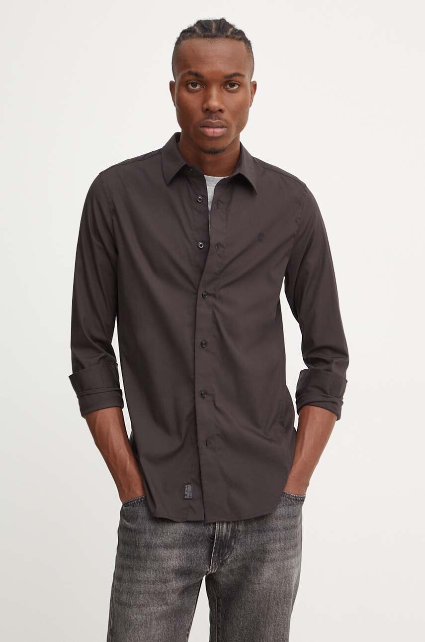 G-Star Raw camasa barbati, culoarea negru, cu guler clasic, slim, D25176-D701 G-Star Raw camasa barbati, culoarea negru, cu guler clasic, slim, D25176-D701