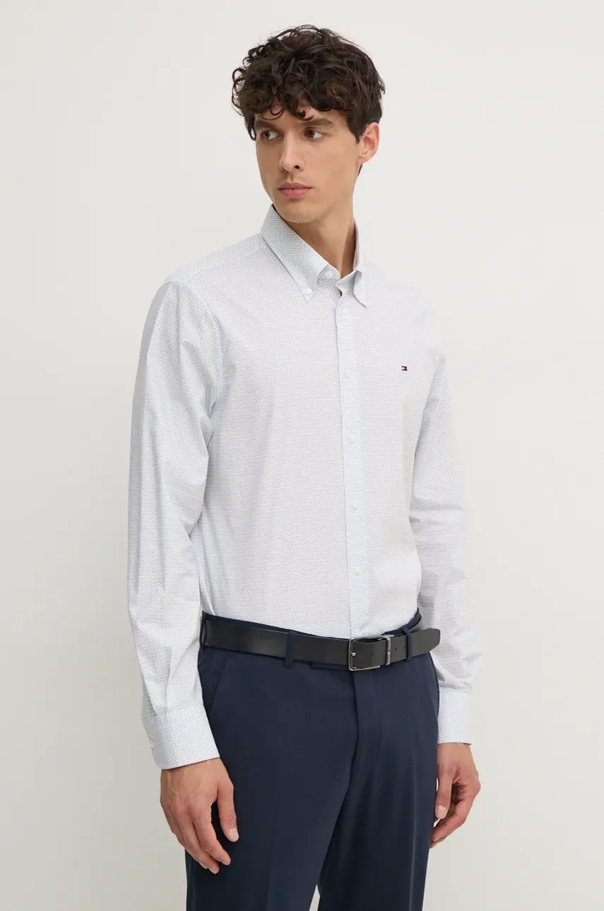 Levně Košile Tommy Hilfiger pánská, bílá barva, slim, s límečkem button-down, MW0MW36914