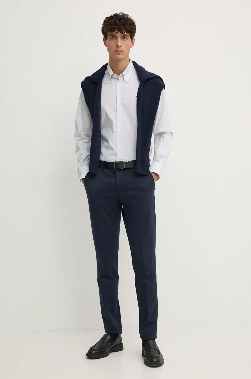 Рубашка Tommy Hilfiger мужская цвет белый slim воротник button-down MW0MW36914 Рубашка Tommy Hilfiger мужская цвет белый slim воротник button-down MW0MW36914