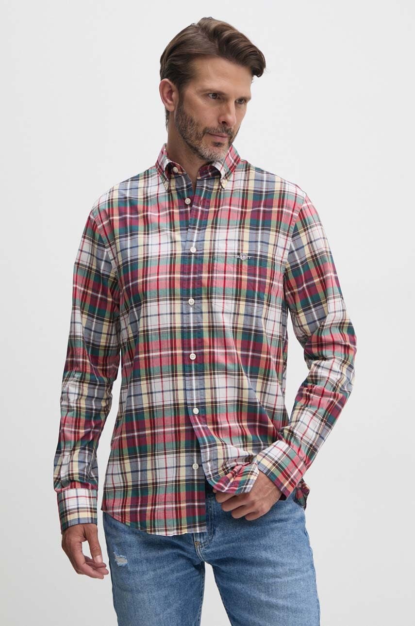 Gant camasa din bumbac barbati, culoarea rosu, cu guler button-down, regular, 3240165