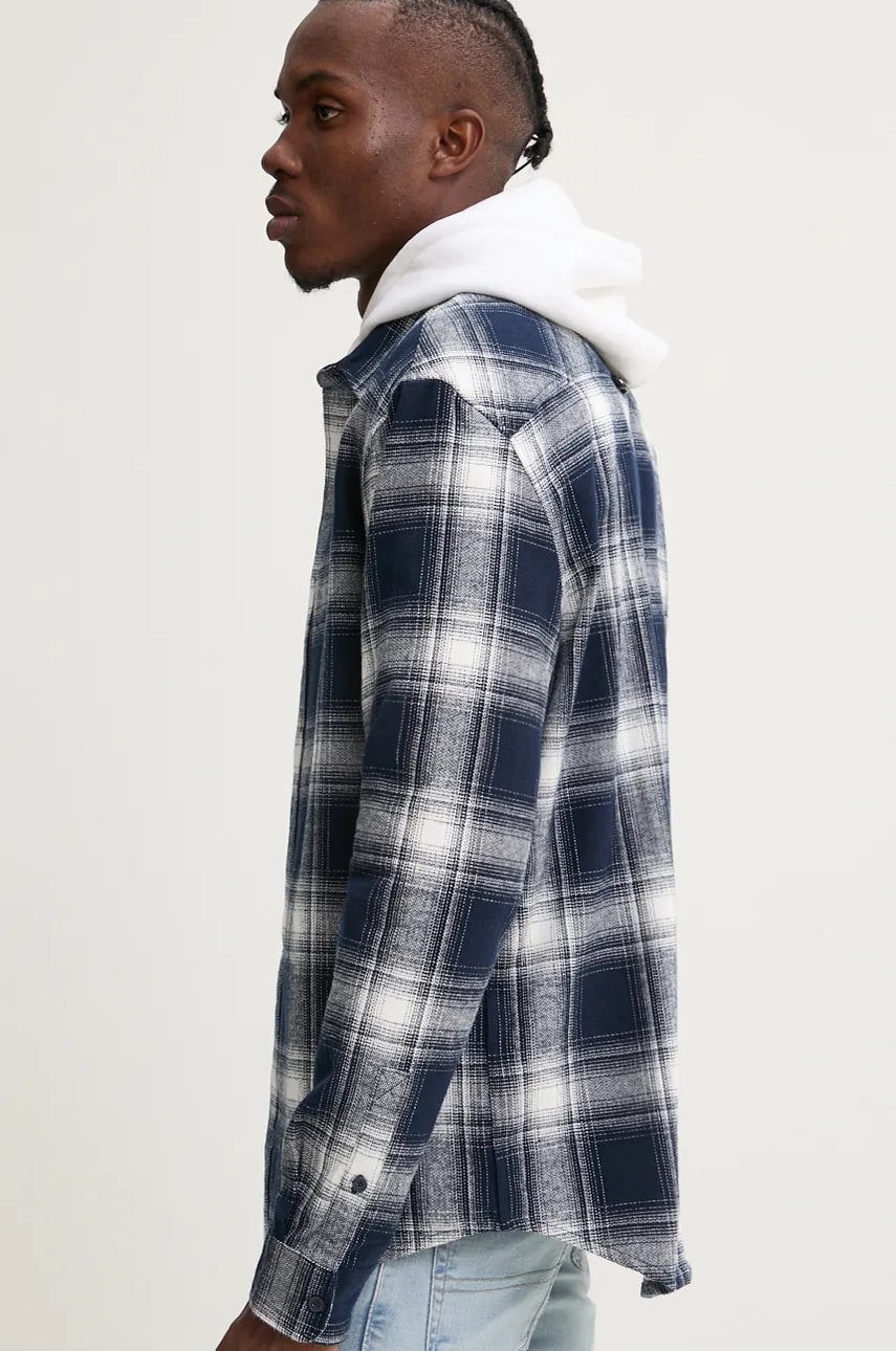 Tommy Jeans camasa din bumbac barbati, culoarea albastru marin, cu guler clasic, regular, DM0DM19651 Tommy Jeans camasa din bumbac barbati, culoarea albastru marin, cu guler clasic, regular, DM0DM19651