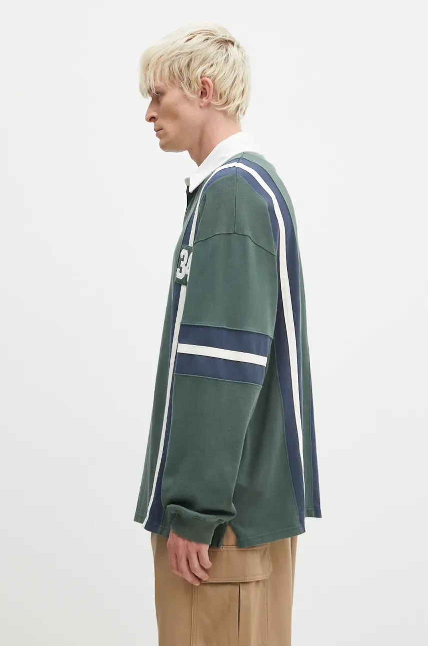 Хлопковая кофта AMBUSH Striped Rugby Shirt мужская цвет зелёный с аппликацией BMGC002F24JER0015245 Хлопковая кофта AMBUSH Striped Rugby Shirt мужская цвет зелёный с аппликацией BMGC002F24JER0015245