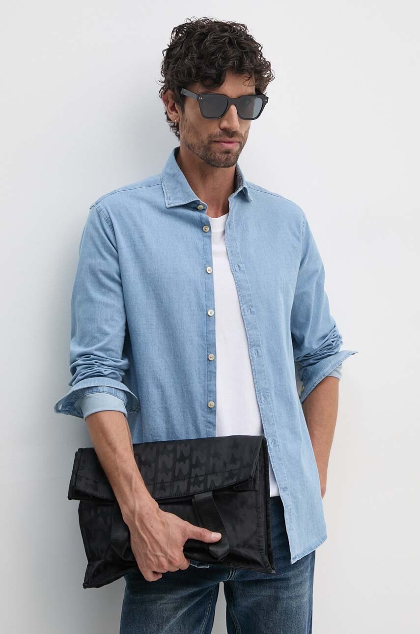 

Риза Lindbergh мъжка в синьо със свободна кройка с класическа яка 30-203652, Син