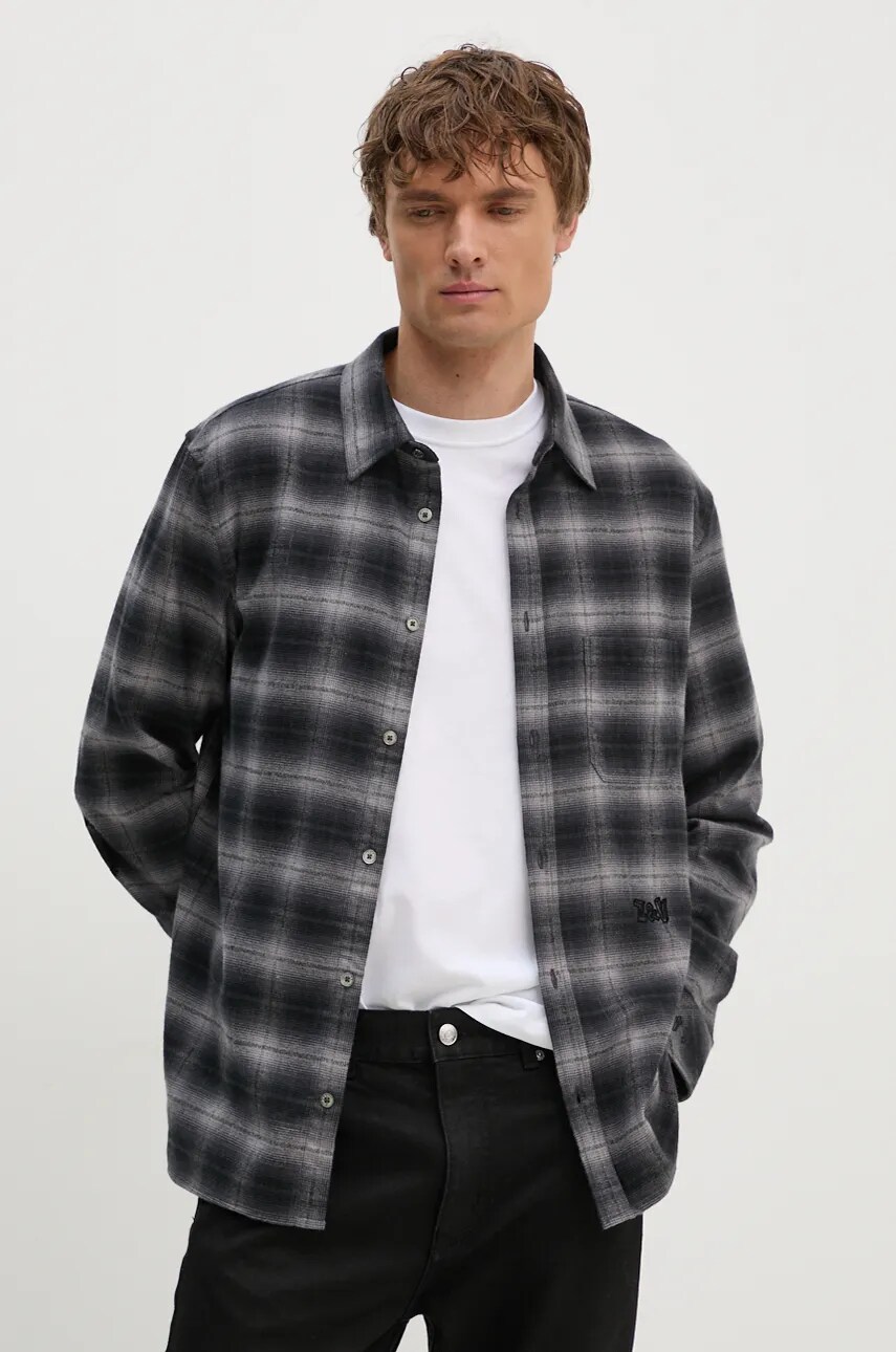 ZADIG&VOLTAIRE camasa din bumbac barbati, culoarea gri, cu guler clasic, relaxed, WMSH00298