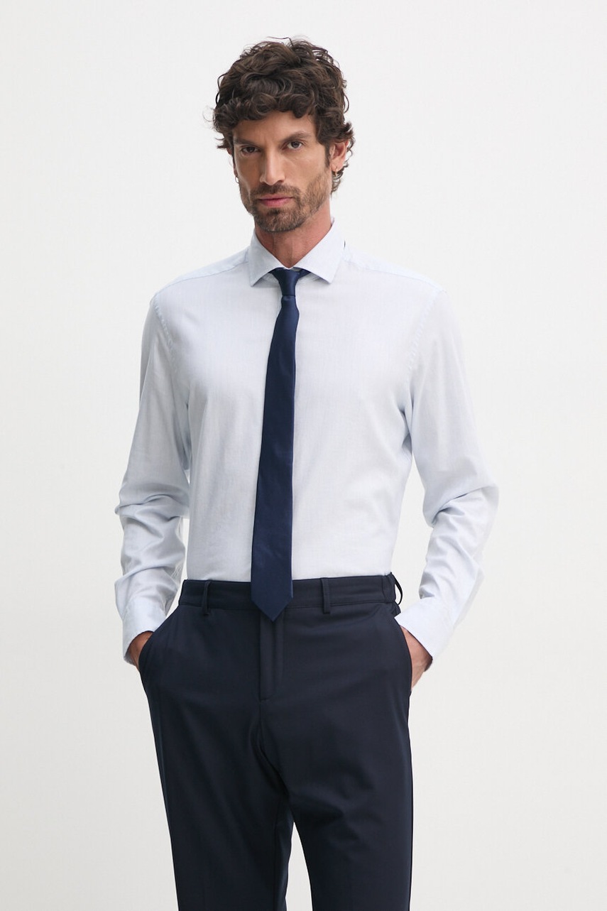 

Риза Hackett London мъжка в синьо със стандартна кройка с италианска яка HM3010096, Син