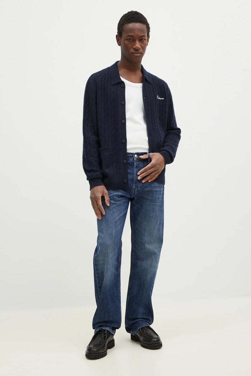 Кашемировый кардиган FROM FUTURE мужской цвет синий MPC02223 Кашемировый кардиган FROM FUTURE мужской цвет синий MPC02223