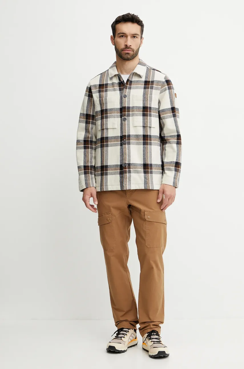 Рубашка Fjallraven Singi Flannel Overshirt M мужская цвет бежевый relaxed классический воротник F12600226.113.555 Рубашка Fjallraven Singi Flannel Overshirt M мужская цвет бежевый relaxed классический воротник F12600226.113.555