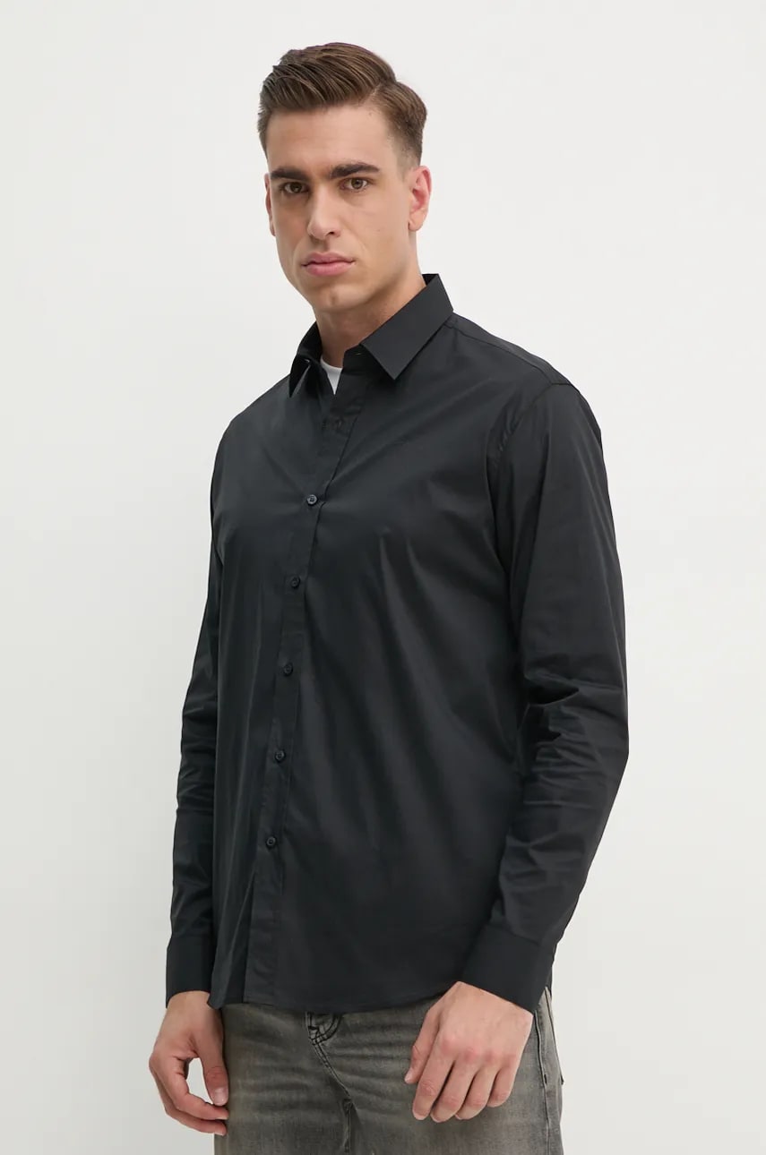 Karl Lagerfeld camasa barbati, culoarea negru, cu guler clasic, regular, 542600.605935 Karl Lagerfeld camasa barbati, culoarea negru, cu guler clasic, regular, 542600.605935