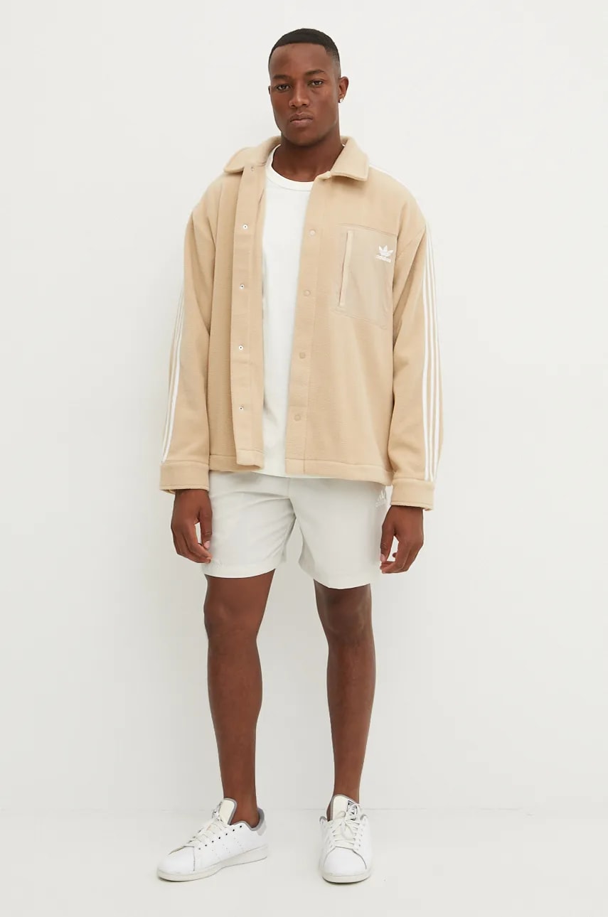 Флисовая кофта adidas Originals цвет бежевый с аппликацией IX5219 Флисовая кофта adidas Originals цвет бежевый с аппликацией IX5219