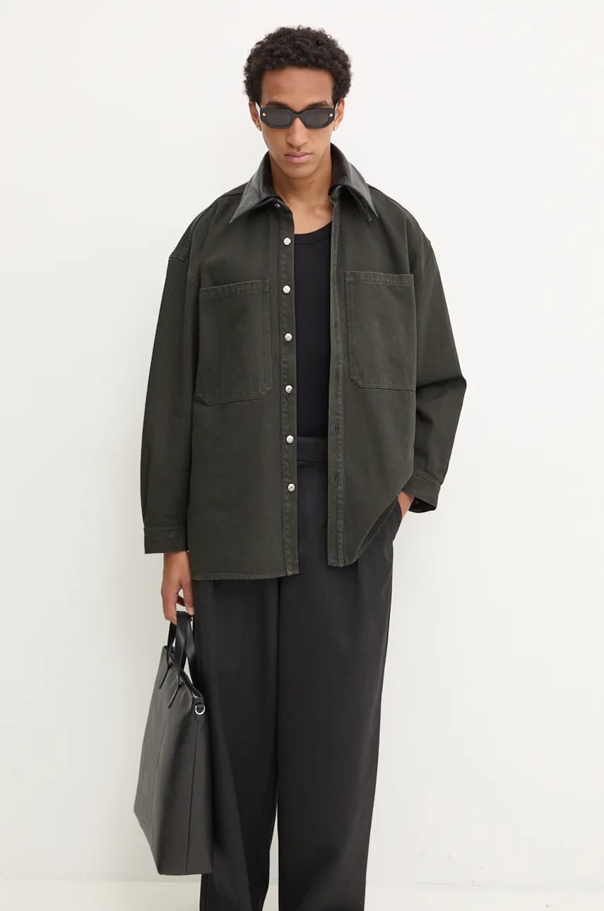 Nanushka camasa din bumbac BEAUX barbati, culoarea verde, cu guler clasic, relaxed, NU24PFJK00497 Nanushka camasa din bumbac BEAUX barbati, culoarea verde, cu guler clasic, relaxed, NU24PFJK00497