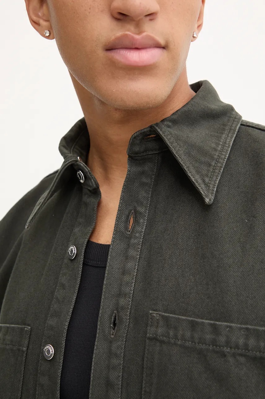 Βαμβακερό πουκάμισο Nanushka BEAUX ανδρικό, χρώμα: πράσινο, NU24PFJK00497 φωτογραφία