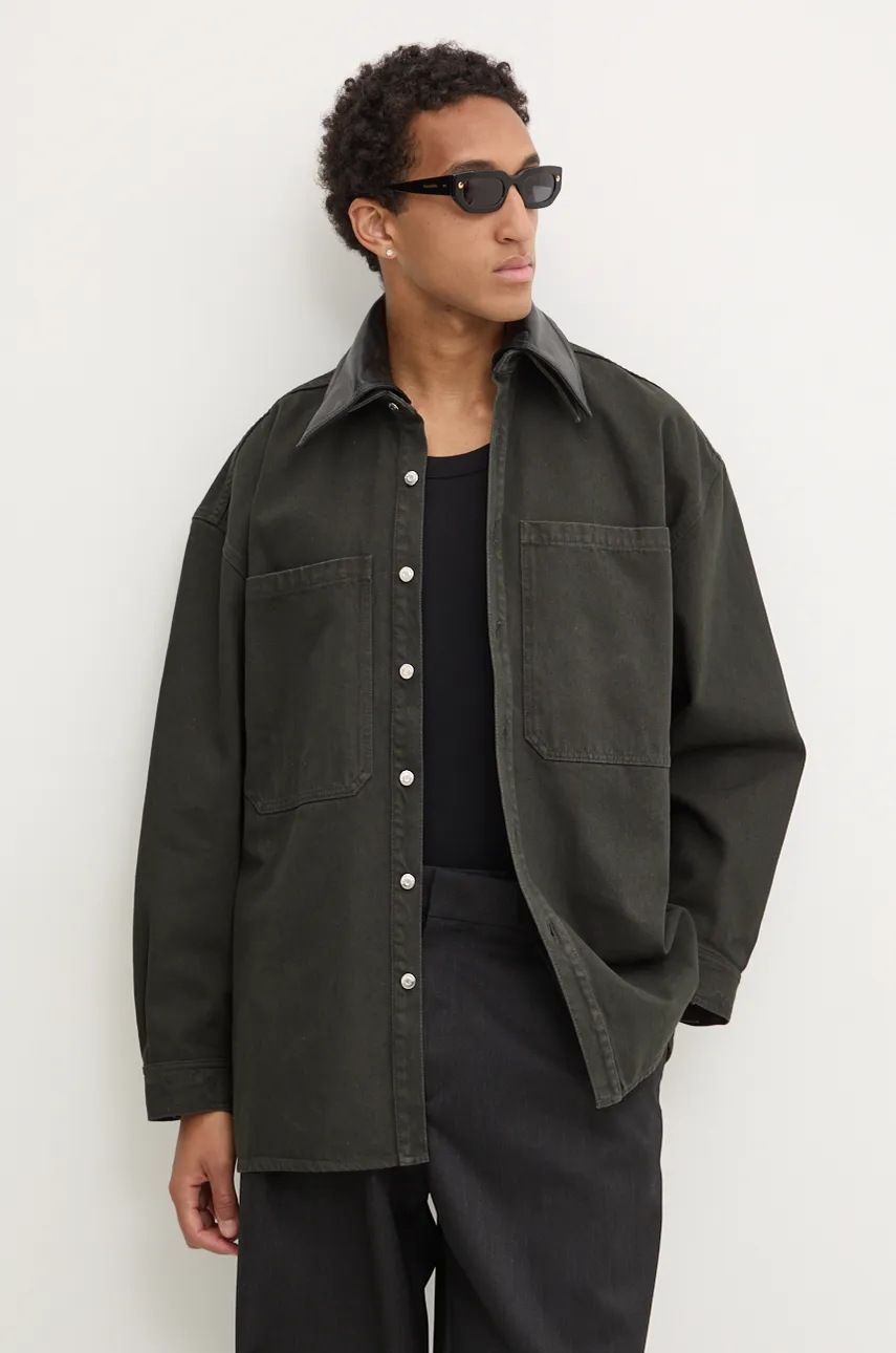 Βαμβακερό πουκάμισο Nanushka BEAUX ανδρικό, χρώμα: πράσινο, NU24PFJK00497 φωτογραφία