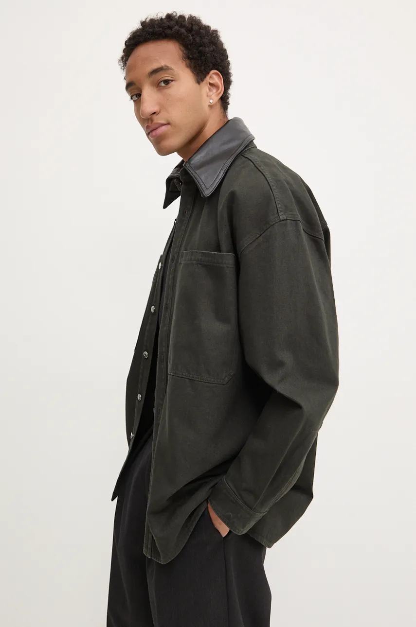 Βαμβακερό πουκάμισο Nanushka BEAUX ανδρικό, χρώμα: πράσινο, NU24PFJK00497 φωτογραφία