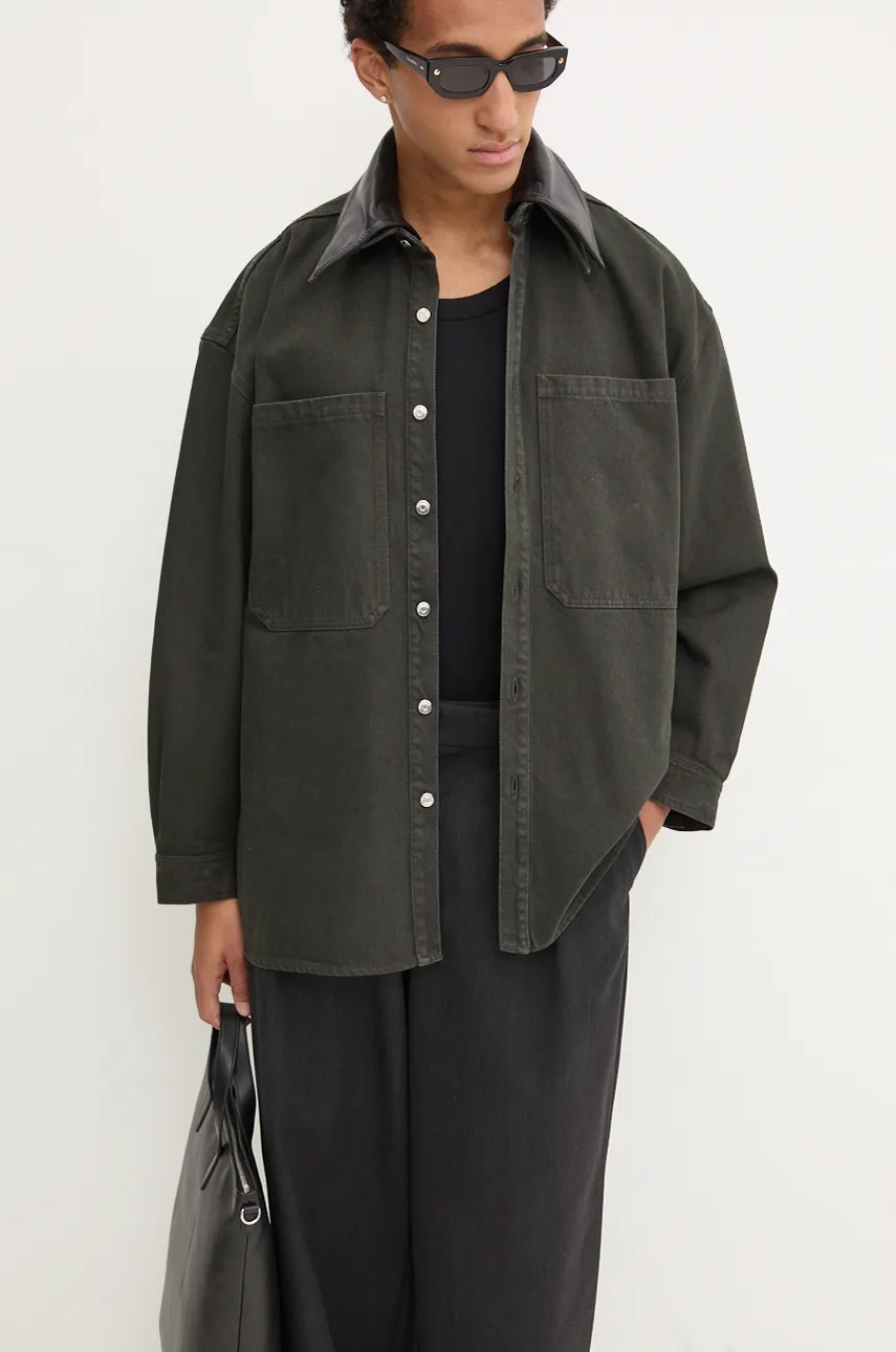 Βαμβακερό πουκάμισο Nanushka BEAUX ανδρικό, χρώμα: πράσινο, NU24PFJK00497 φωτογραφία