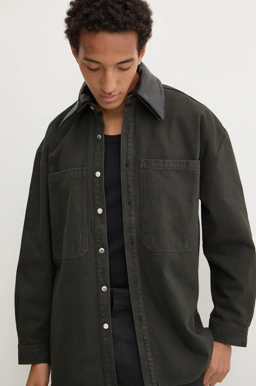 Βαμβακερό πουκάμισο Nanushka BEAUX ανδρικό, χρώμα: πράσινο, NU24PFJK00497 φωτογραφία