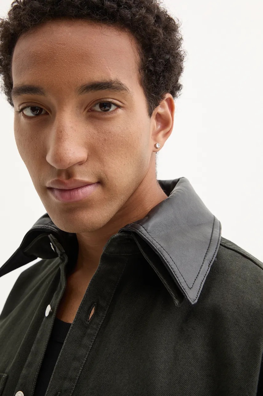 Βαμβακερό πουκάμισο Nanushka BEAUX ανδρικό, χρώμα: πράσινο, NU24PFJK00497 φωτογραφία