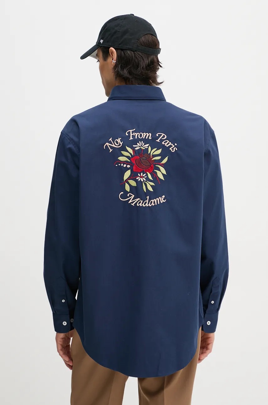 

Риза Drôle de Monsieur La Chemise Slogan Fleurs мъжка в тъмносиньо със свободна кройка с класическа яка E.SH189.PL149.NY La Chemise Slogan Fleurs, Тъмносин