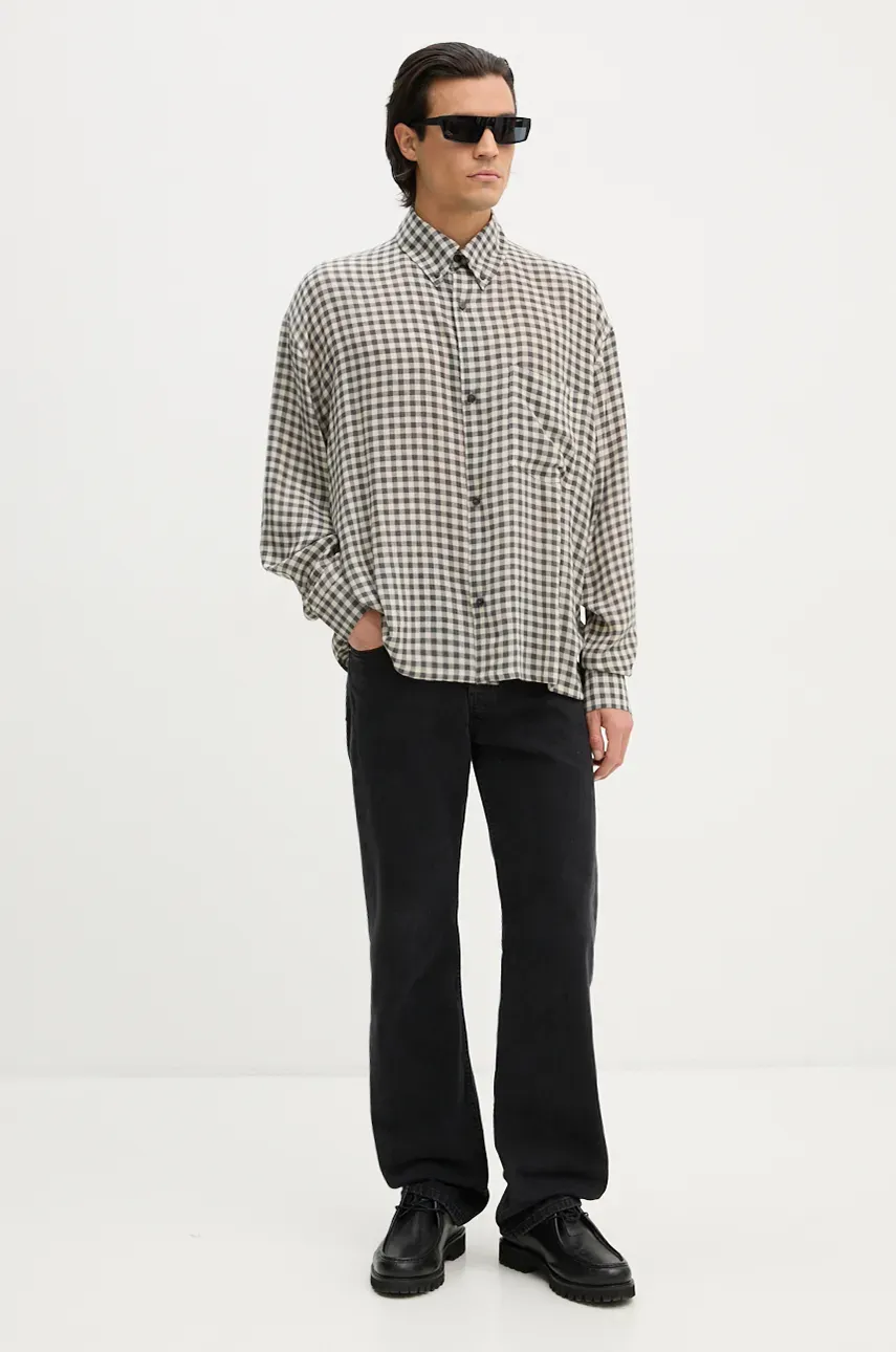 Рубашка с примесью шерсти Won Hundred цвет серый relaxed воротник button-down 3296-14261 Рубашка с примесью шерсти Won Hundred цвет серый relaxed воротник button-down 3296-14261
