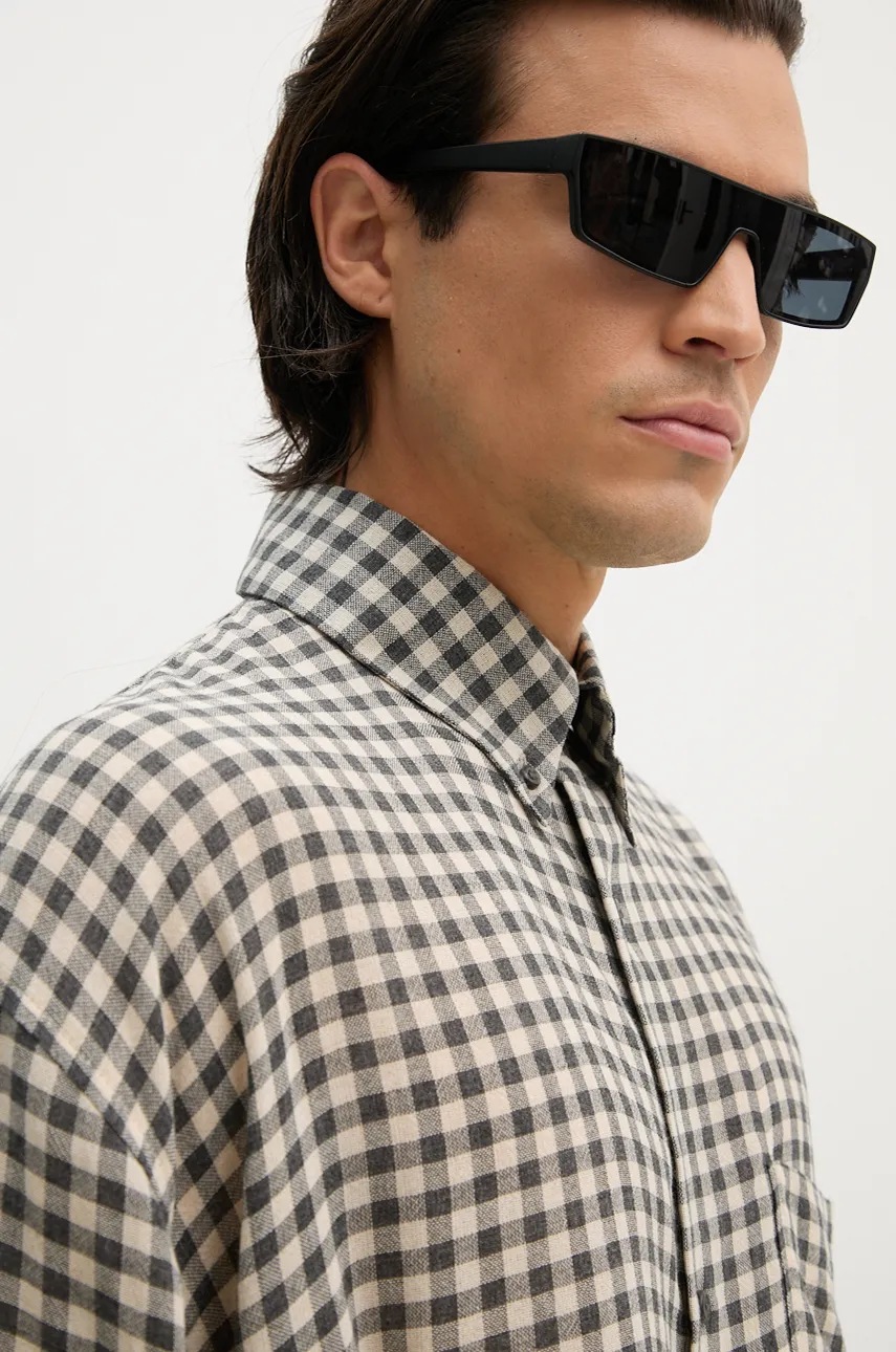 Πουκάμισο από μείγμα μαλλιού Won Hundred χρώμα: γκρι, 3296-14261 φωτογραφία