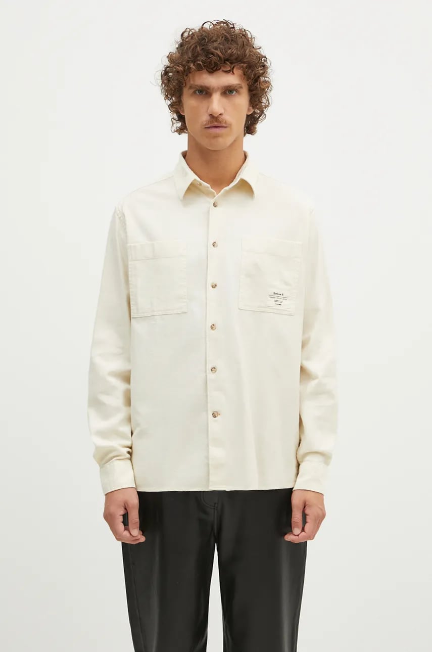 Barbour cămașă din bumbac Angelo Relaxed barbati, culoarea bej, cu guler clasic, relaxed, MSH5521