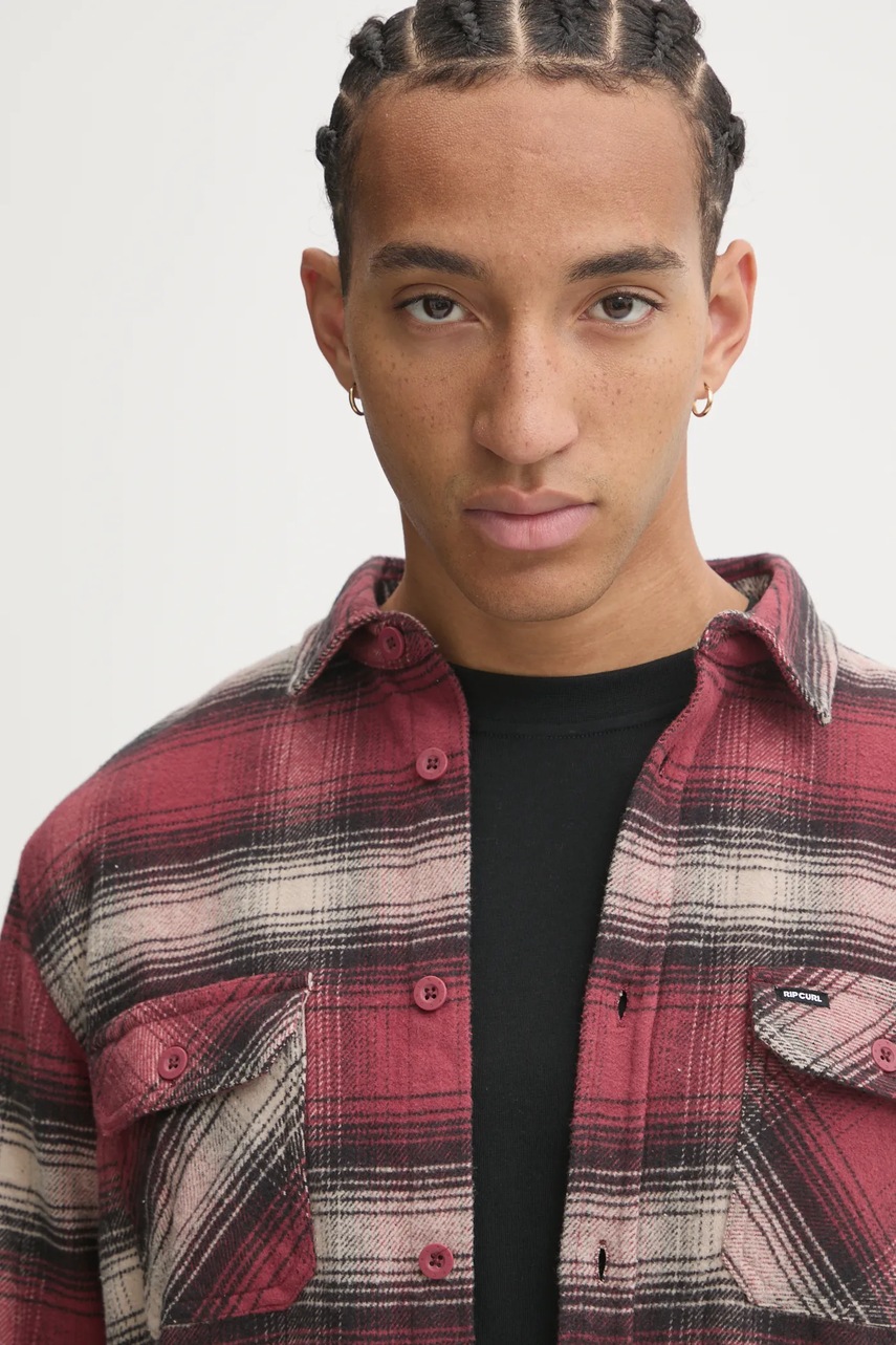Βαμβακερό πουκάμισο Rip Curl COUNT ανδρικό, χρώμα: κόκκινο, 00JMSH φωτογραφία