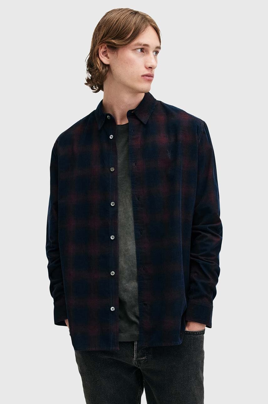 AllSaints camasa din bumbac DAYBREAKER LS SHIRT barbati, culoarea albastru marin, cu guler clasic, relaxed, M033SB AllSaints camasa din bumbac DAYBREAKER LS SHIRT barbati, culoarea albastru marin, cu guler clasic, relaxed, M033SB
