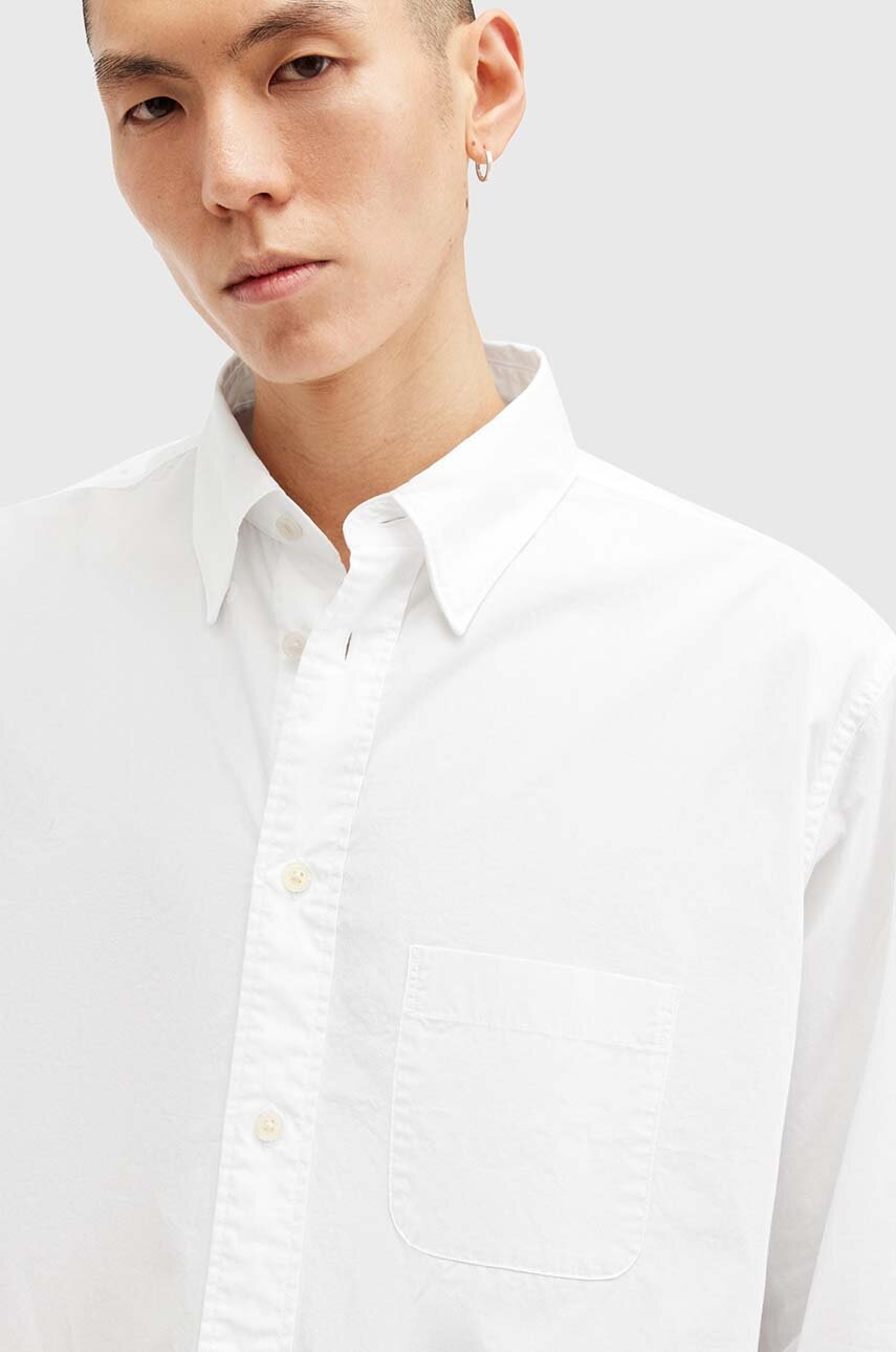 Βαμβακερό πουκάμισο AllSaints SUTTA LS SHIRT ανδρικό, χρώμα: άσπρο, M097SB φωτογραφία