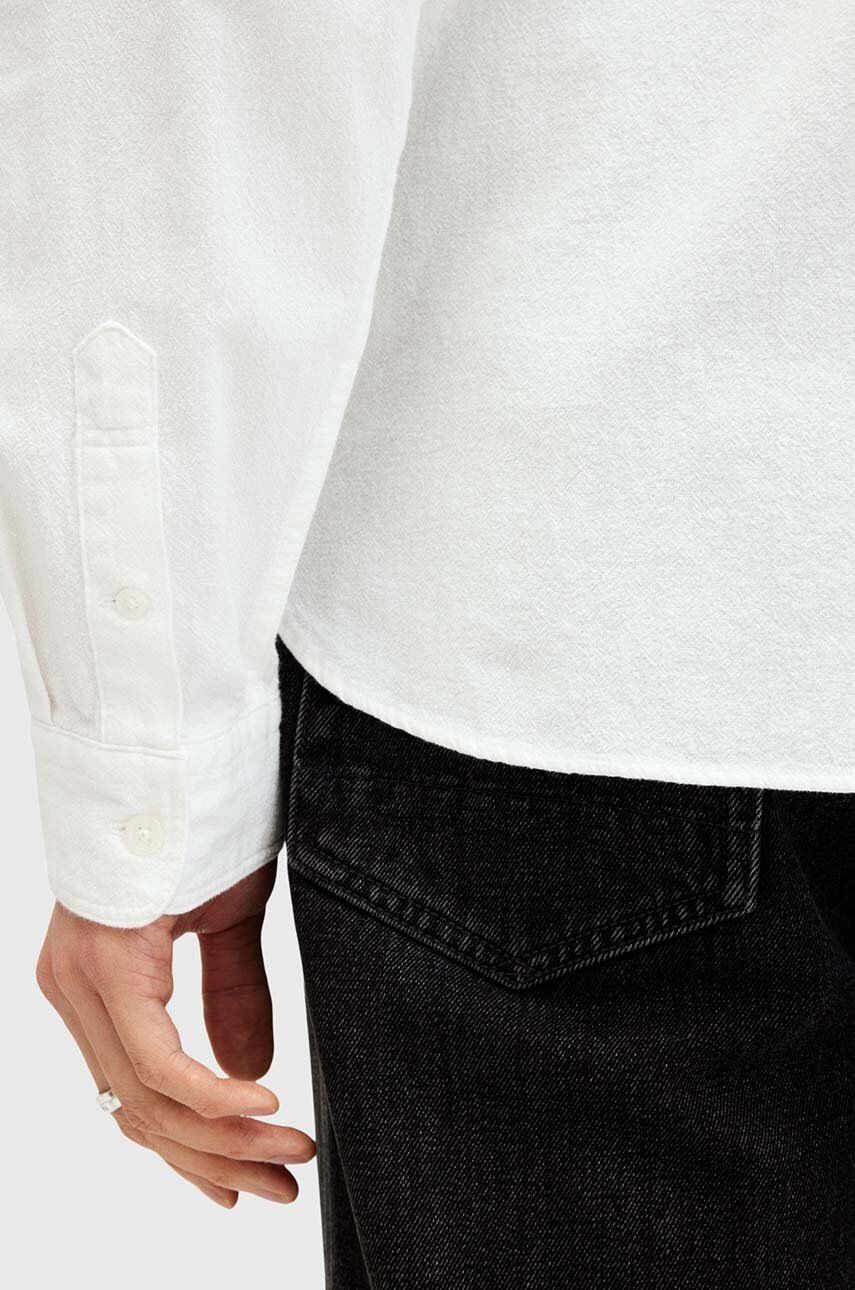 Бавовняна сорочка AllSaints LOVELL LS SHIRT чоловіча колір білий slim класичний комір M152SB 