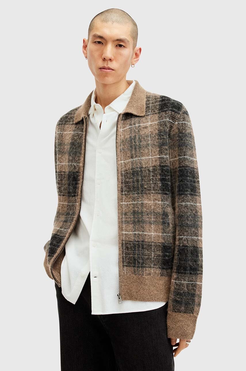 Бавовняна сорочка AllSaints LOVELL LS SHIRT чоловіча колір білий slim класичний комір M152SB 